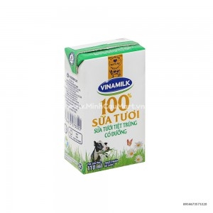 Sữa Tươi Tiệt Trùng Vinamilk Có Đường 100% 110ml