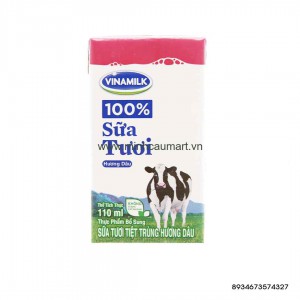 Sữa Tươi Tiệt Trùng Vinamilk 100% Hương Dâu 110ml